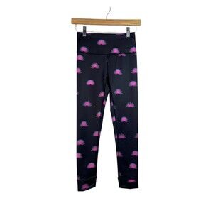 FREE PEOPLE FP MOVEMENT High Waist Black with Pink Lotus Leggings Size XS